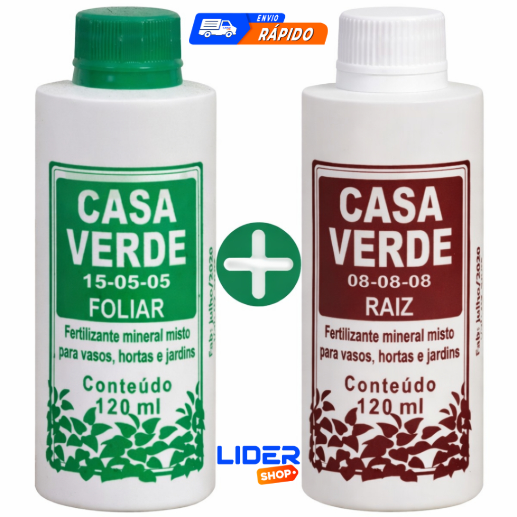 Kit 2 Fertilizantes Dimy Casa Verde 120ml – Raiz 08-08-08 e Foliar 15-05-05