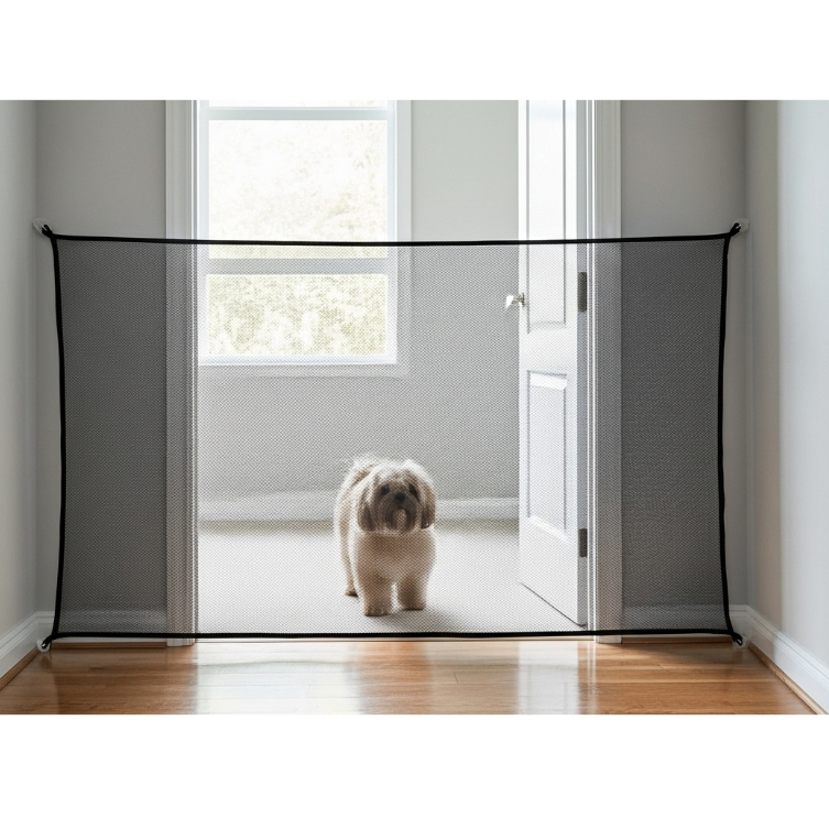 Cerca Cercado Tela 72X80cm Divisória de Ambientes Portas com Gancho Autoadesivo p/ Cães Cachorro