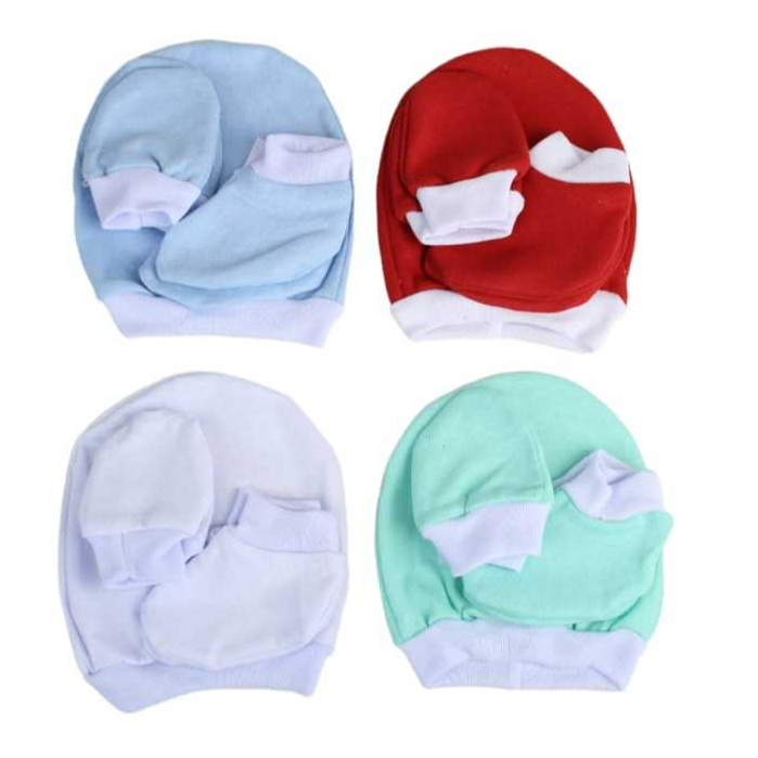 Kit 4 Touca Luvinha Sapatinho recém nascido saída maternidade