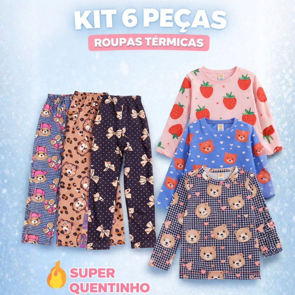 Conjunto Infantil Menina Inverno | Legging Infantil +  Blusa Peluciada Conjunto Infantil Térmico do 1 ao 10 Anos