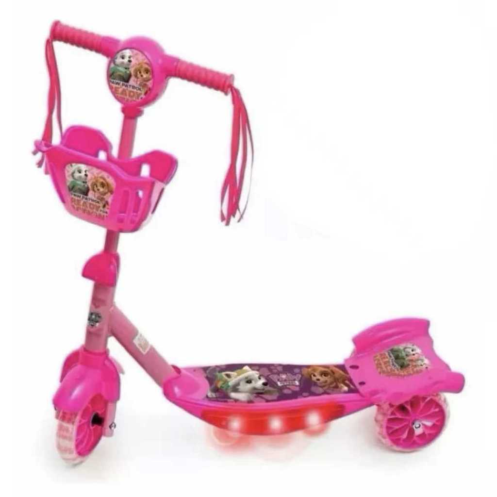 Patinete De Meninos Meninas Patinete Infantil Pata Musical 3 Rodas Cesta E Luzes Até 35kg