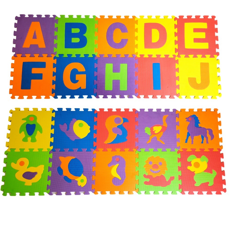 Tapete EVA Infantil Educativo – Alfabeto e Animais Coloridos, Brinquedo de Encaixe.