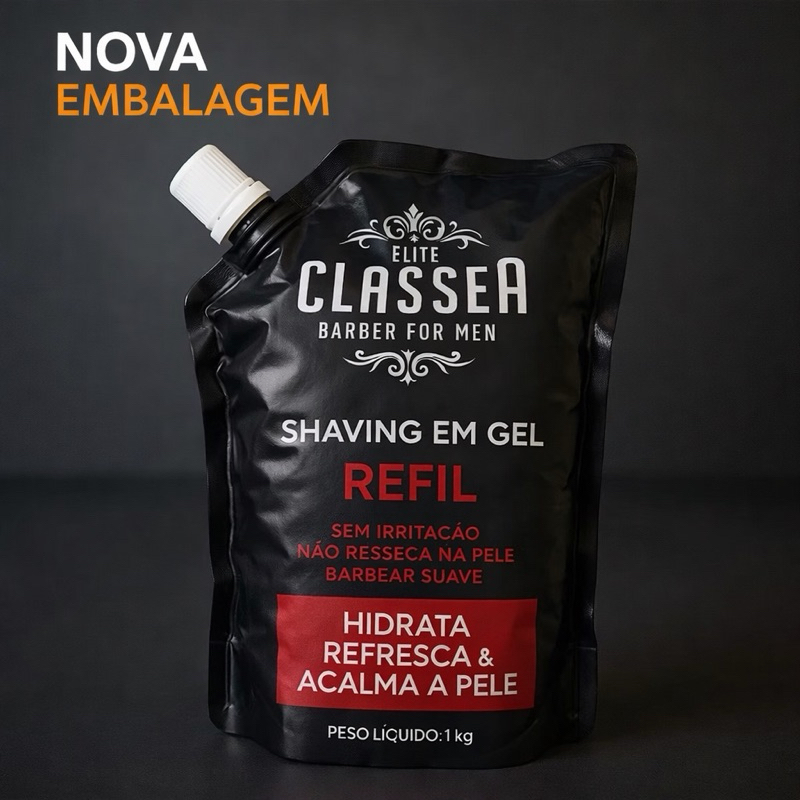 Shaving Em Gel Classe A Refil 1kg Para Navalhar Pra Fazer Barba, Pezinho E Navalhado Pele Hidratada E Macia 1UN