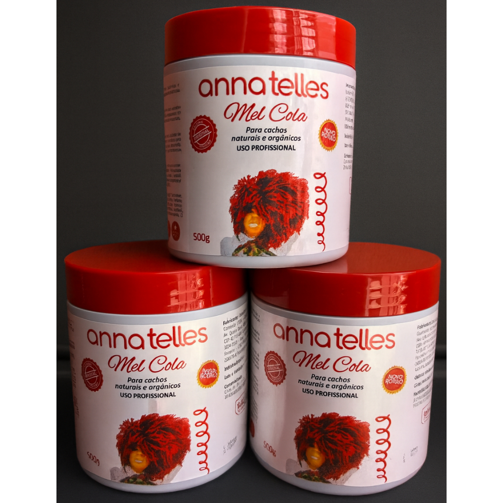 Kit 3 Mel Cola Anna Telles para cachos orgânicos e naturais 500g cada