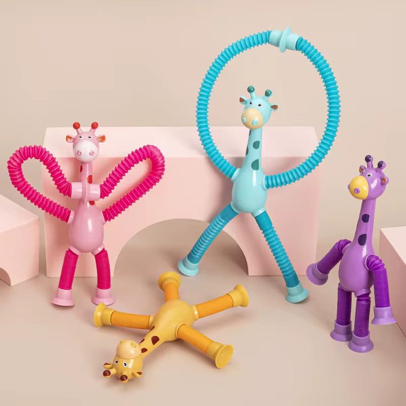 Brinquedo Educativo Girafa Flexível Sensorial Bebê Infantil Montessori Colorido