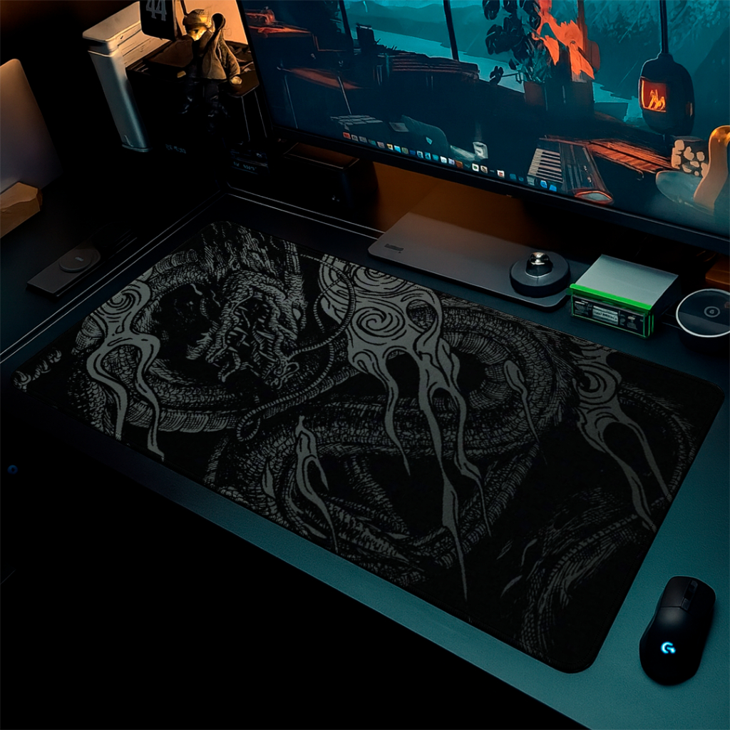 MousePad Speed Gamer Antiderrapante Bordas Costuradas Confortavel Liso Com Estampa De Dragão Com Diverços Tamanhos