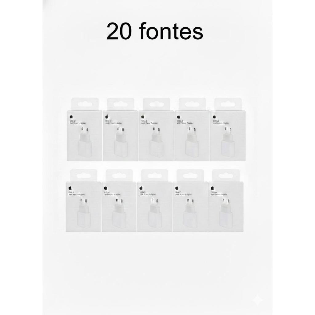 KIT 20 Fonte Carregador Tipo-c 20w Cor Branco