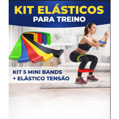 Kit 5 Elástico de Treino Mini Band  Exercício Treino Funcional Fisioterapia em Casa