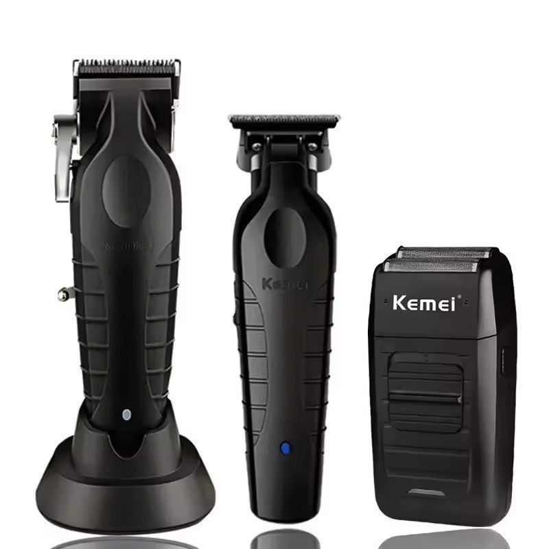Kit 3 Máquinas De Cortar Cabelo Kemei Original KM-2296 + KM-2299 + KM-1102 Shaver - Bivolt