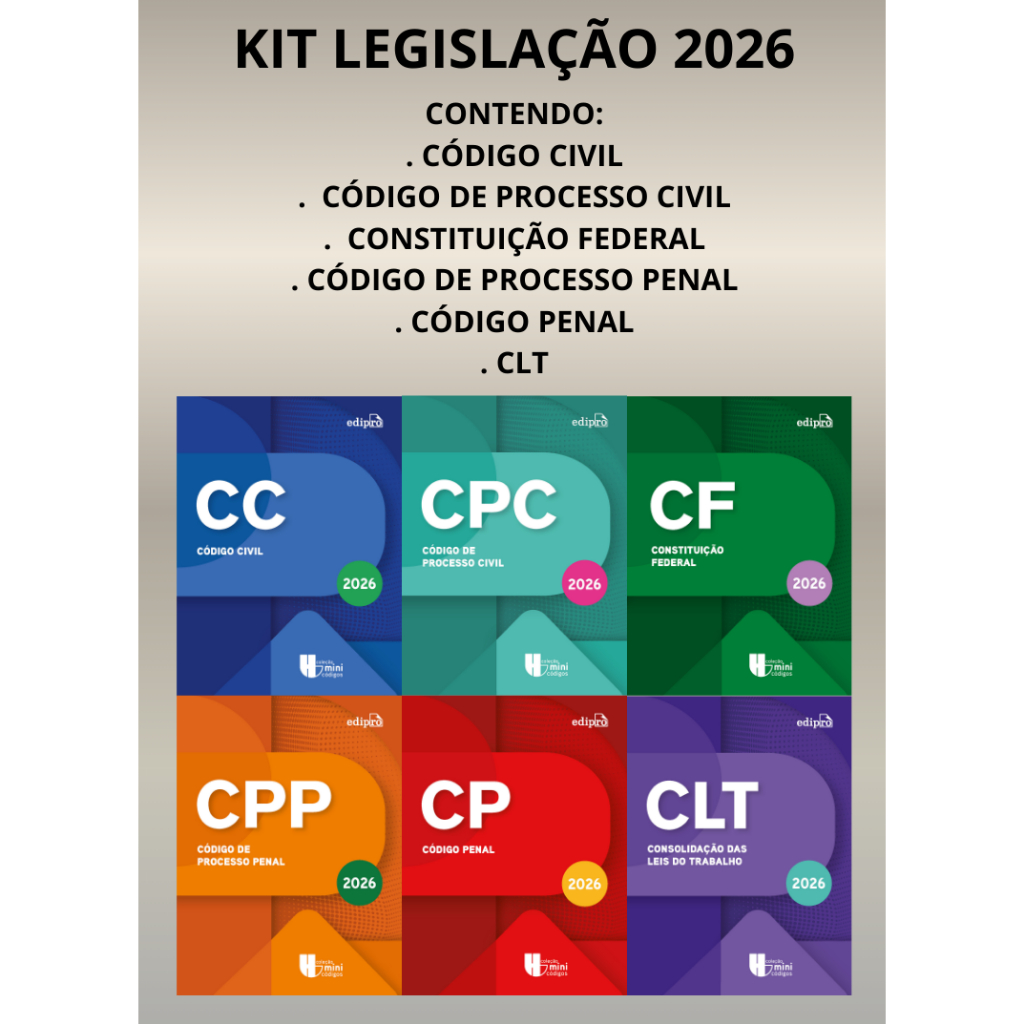 Kit legislação 2026 - Código Civil + Processo Civil + Constituição + Processo Penal + Penal + CLT - Livros de direito