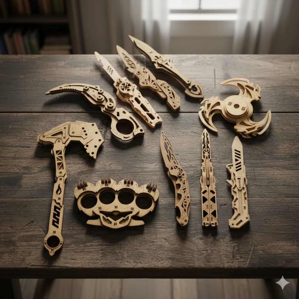 Quebra-Cabeça 3D em MDF - Karambit Montagem Decorativa e Desafio Intelectual MEGA