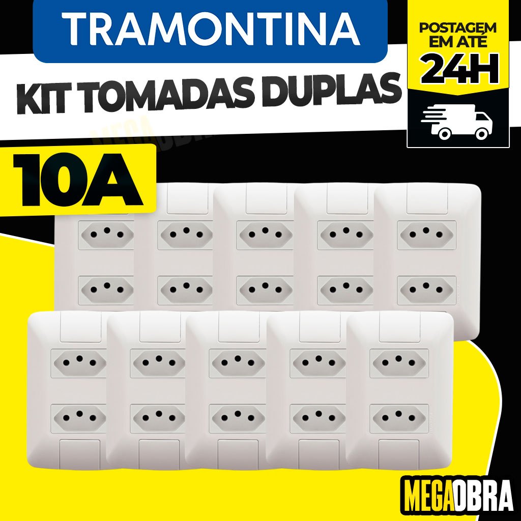 Kit Tomada Duplas 10A Tramontina Linha Aria 4x2 Modular Tomada 10 Amperes Dupla