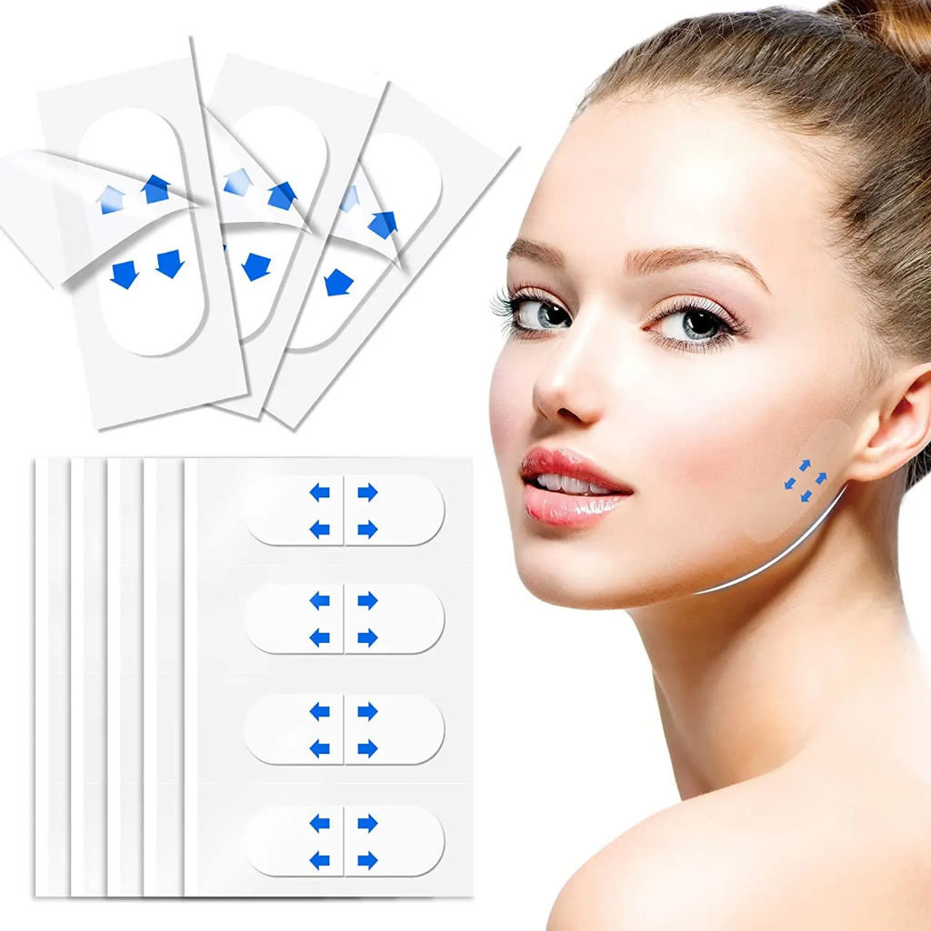 Kit 40 Adesivo Lifting Facial Fita Invisível Antirrugas Antienvelhecimento Estica Pele Disfarça Ruga