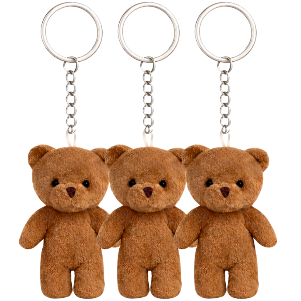 Chaveiro Ursinho Marrom de Pelúcia 9cm com Corrente Chaveiro Ideal Para Lembrancinhas Mochilas e Enfeites