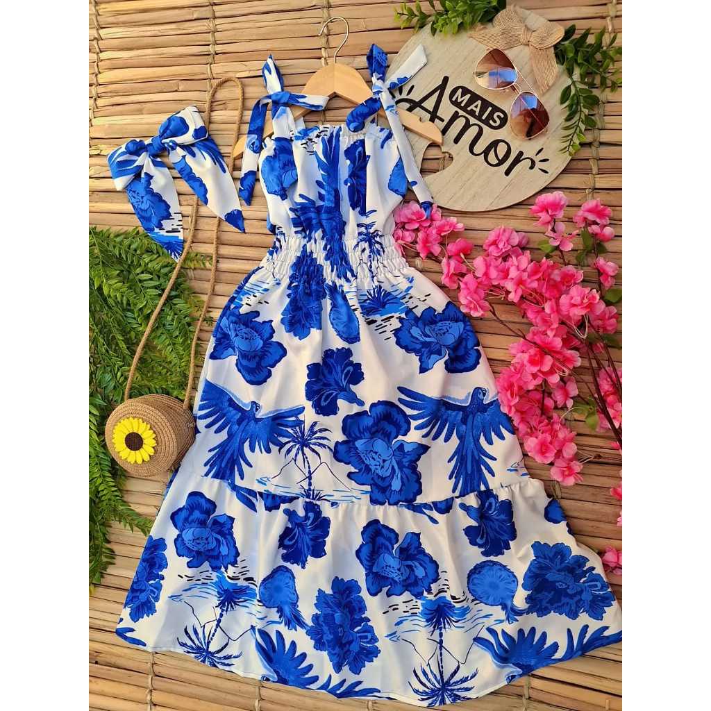 vestido infantil-juvenil estampado  lazo de hombro + lazo de presente-lazo