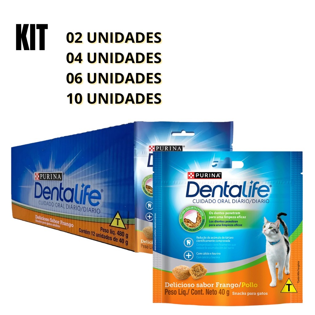 PETISCO GATO DENTALIFE PURINA NESTLÉ 40G KIT 02/04/06/10 UN PROMOÇÃO
