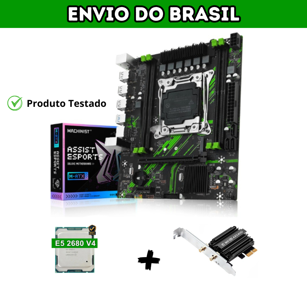 Kit Xeon E5 2680v4 + Placa-Mãe Machinist X99 PR9 DDR4 + Placa Wifi | Envio Brasil | Sem Taxa