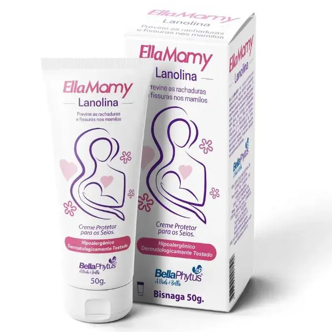 Lanolina EllaMamy 50g Creme Amamentação Protege Seios e Previne Rachaduras nos Mamilos