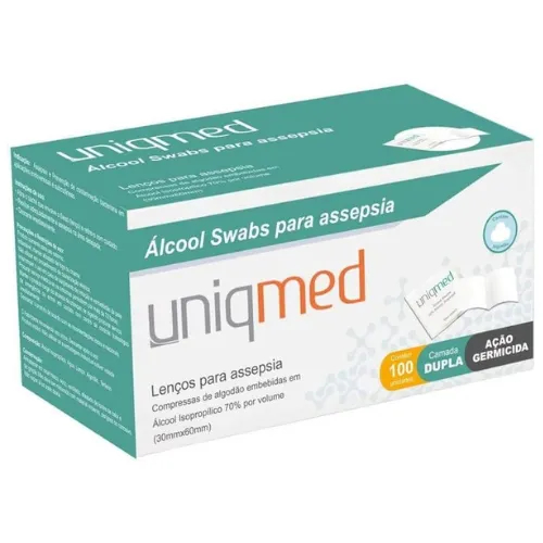 Alcool Isopropílico 70% Swab Lenço Umedecido 100un - Uniqmed
