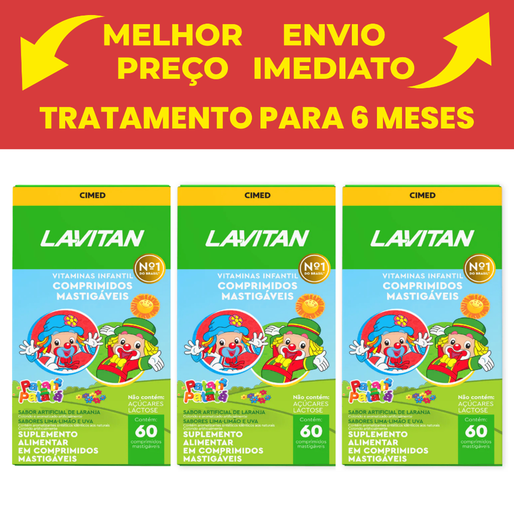 Kit Patati Patatá Vitamina Infantil C/ Comprimidos mástigaveis Contém 3 Unidades - CIMED