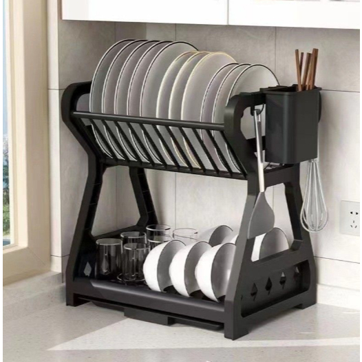 Escorredor De Louça Cozinha Pratos E Talheres Plastico COR PRETO BRANCO