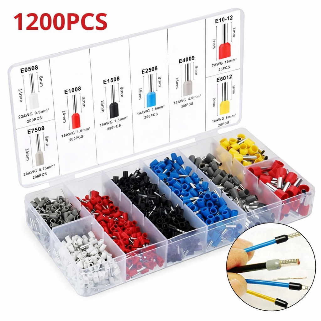 Kit Peças Terminal Tubular Ilhos Até 10mm Variados - 800 Peças - 400 Peças - 1200 Unidades/Peças
