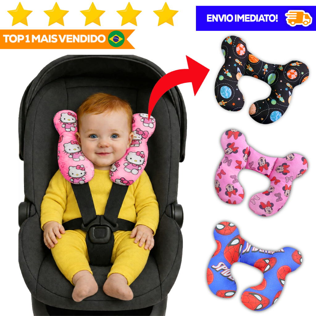 Almofada Infantil Pescoço Bebe Conforto Apoio de Pescoço Confortável