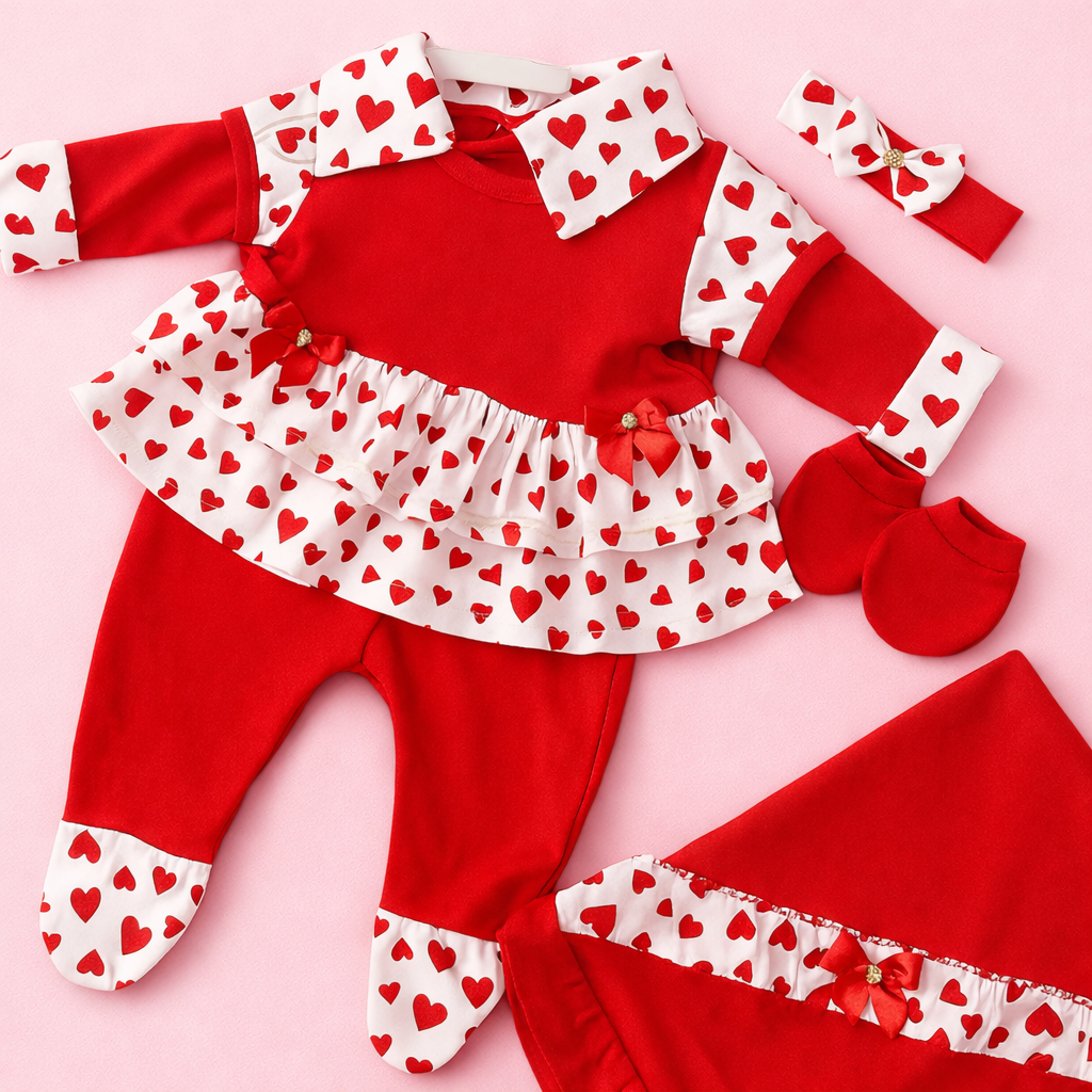 Saída de Maternidade Menina 100% Algodão Antialérgico Luxo 5 Peça