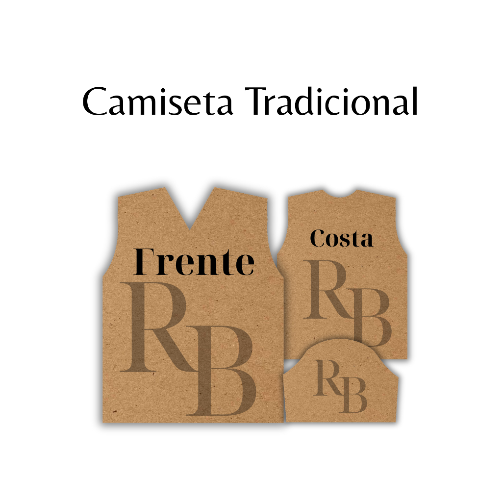 Molde, modelagem de camiseta tradicional, gola V em papel semi Kraft