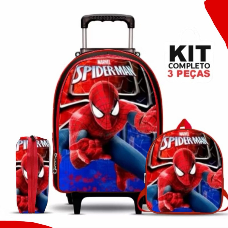 Mochila Escolar Spider-Man  menino Mochila + Lancheira + estojo