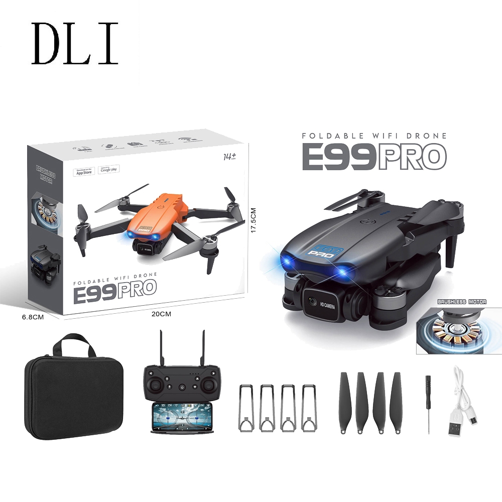 Dli Drone E99 Pro 4k Wifi Hd Dual Câmeras Brushless Profissional Com Motor Sem Escovas Atualizado