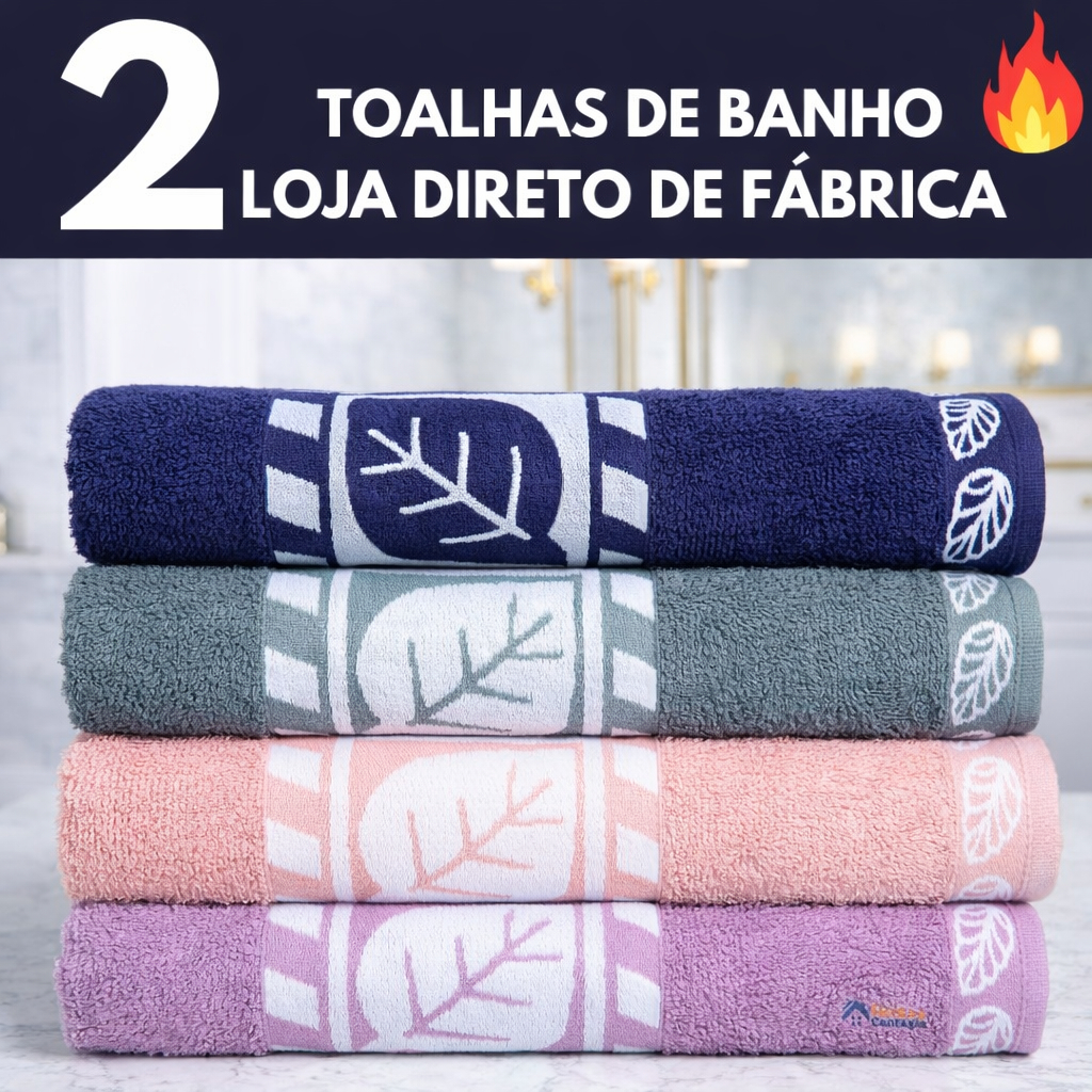 Kit c/2 Toalha de Banho Banhão Grande Felpuda 1,35x75cm  100% Algodão premium