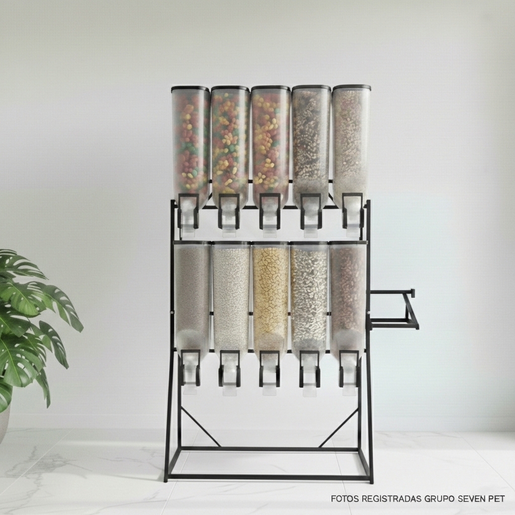 Dispenser de Ração 35L Porta Ração 140Kg a 175Kg Armazenamento de Alimentos Dispenser de Alimentos