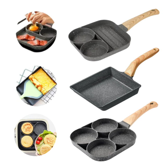 Frigideira Panela Japonesa Antiaderente Fritadeira Multifuncional Ovo Hambúrguer Panqueca 3 Modelos