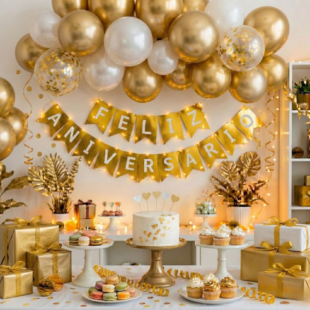 Faixa Feliz Aniversário Bandeirinha Com Led Decoração De Festa Várias Cores