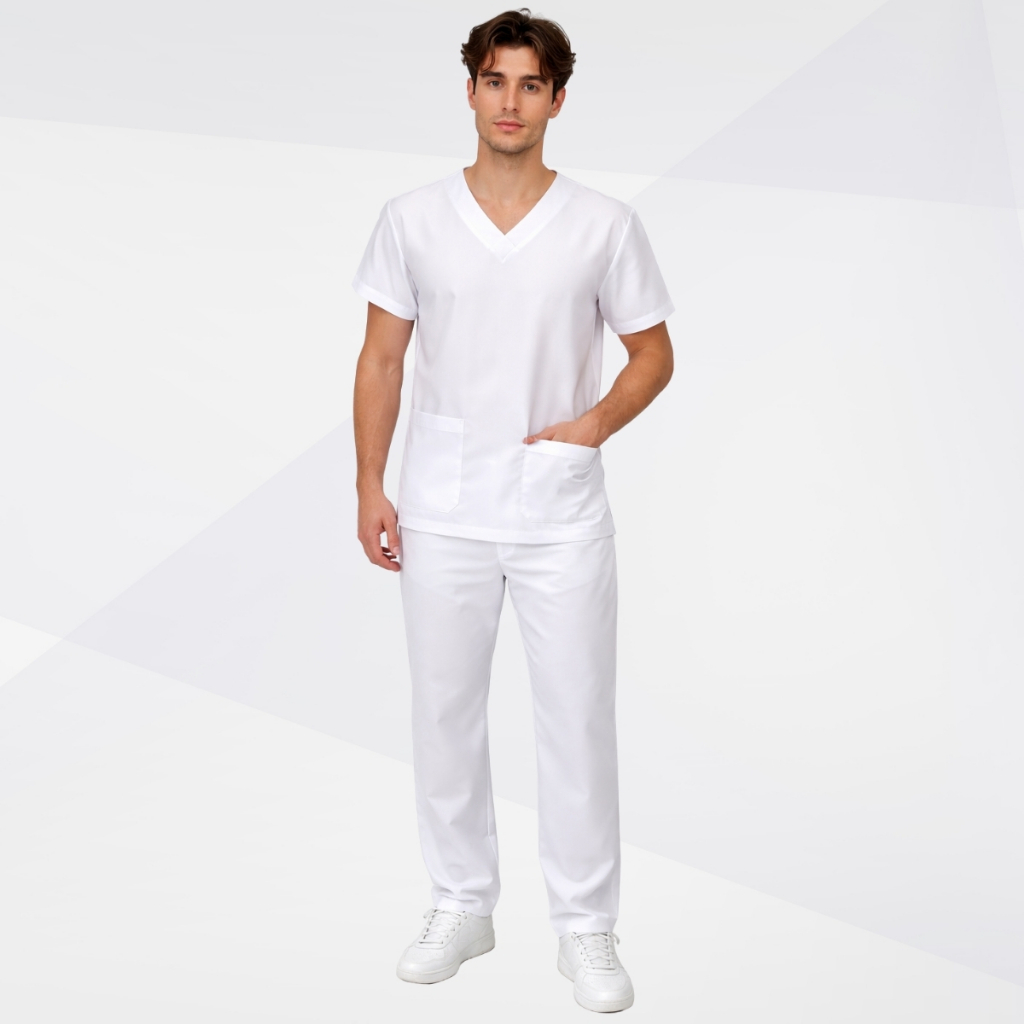 Conjunto Scrub Oxford Masculino Pijama Hospitalar Uniforme Privativo Enfermagem Veterinária Saúde