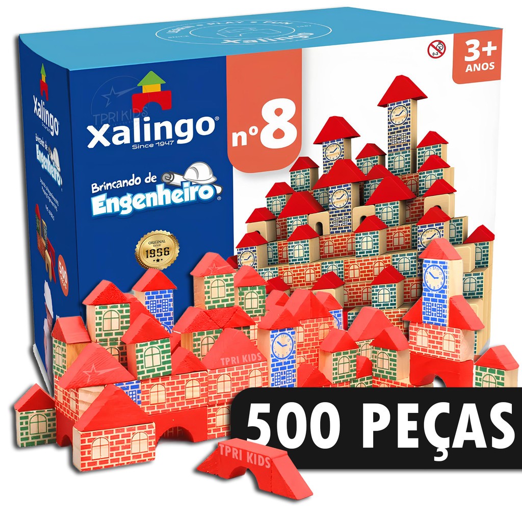 Blocos de montar casinha- bloquinhos de madeira Construção  Infantil Criança