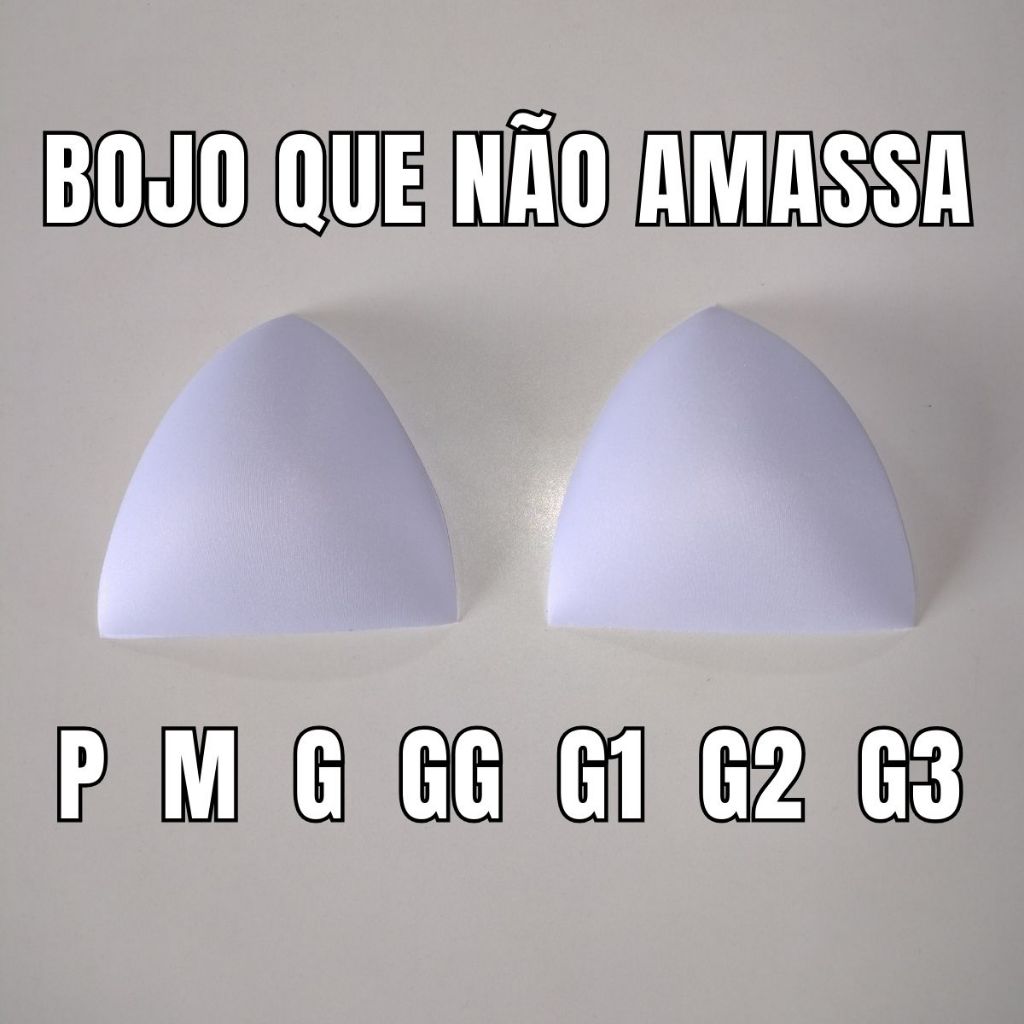 Par de Bojos de Espuma Durinho Confortável Enchimento Inserção de Sutiã Top Sem Aro Slim e Plus Size