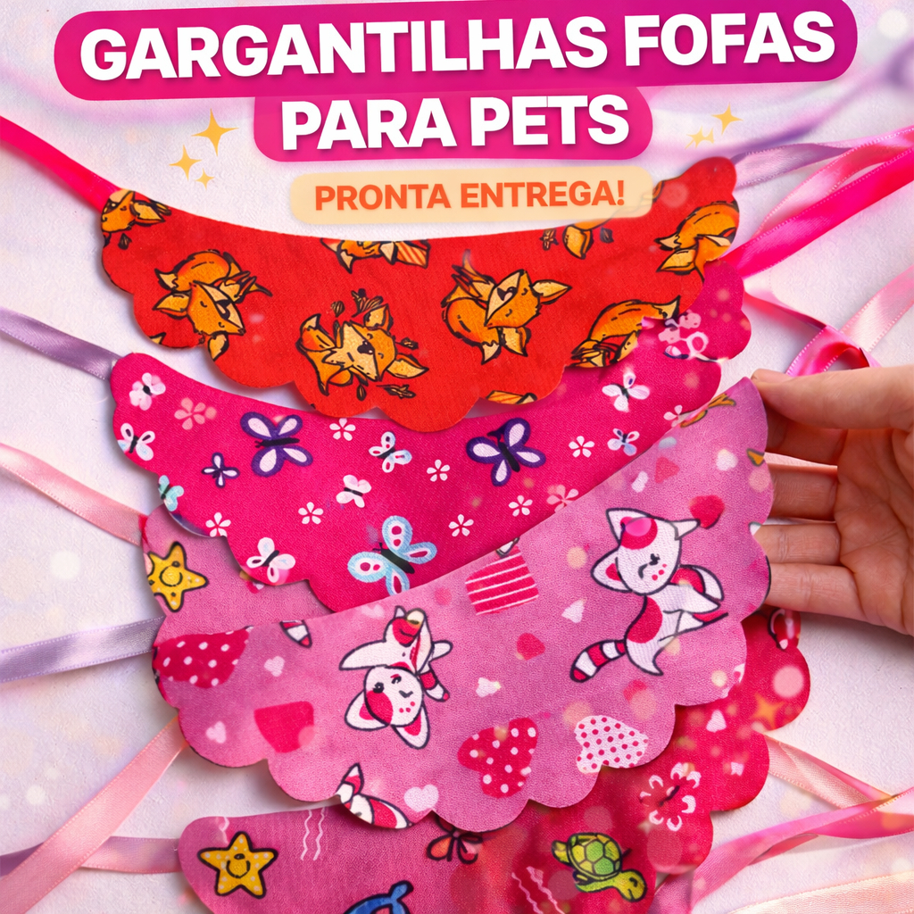40/80/160/200 GARGANTILHAS PET ESTAMPADAS, COLARINHO PET FEMEA, BANDANA PET, LAÇOS PET Atacado