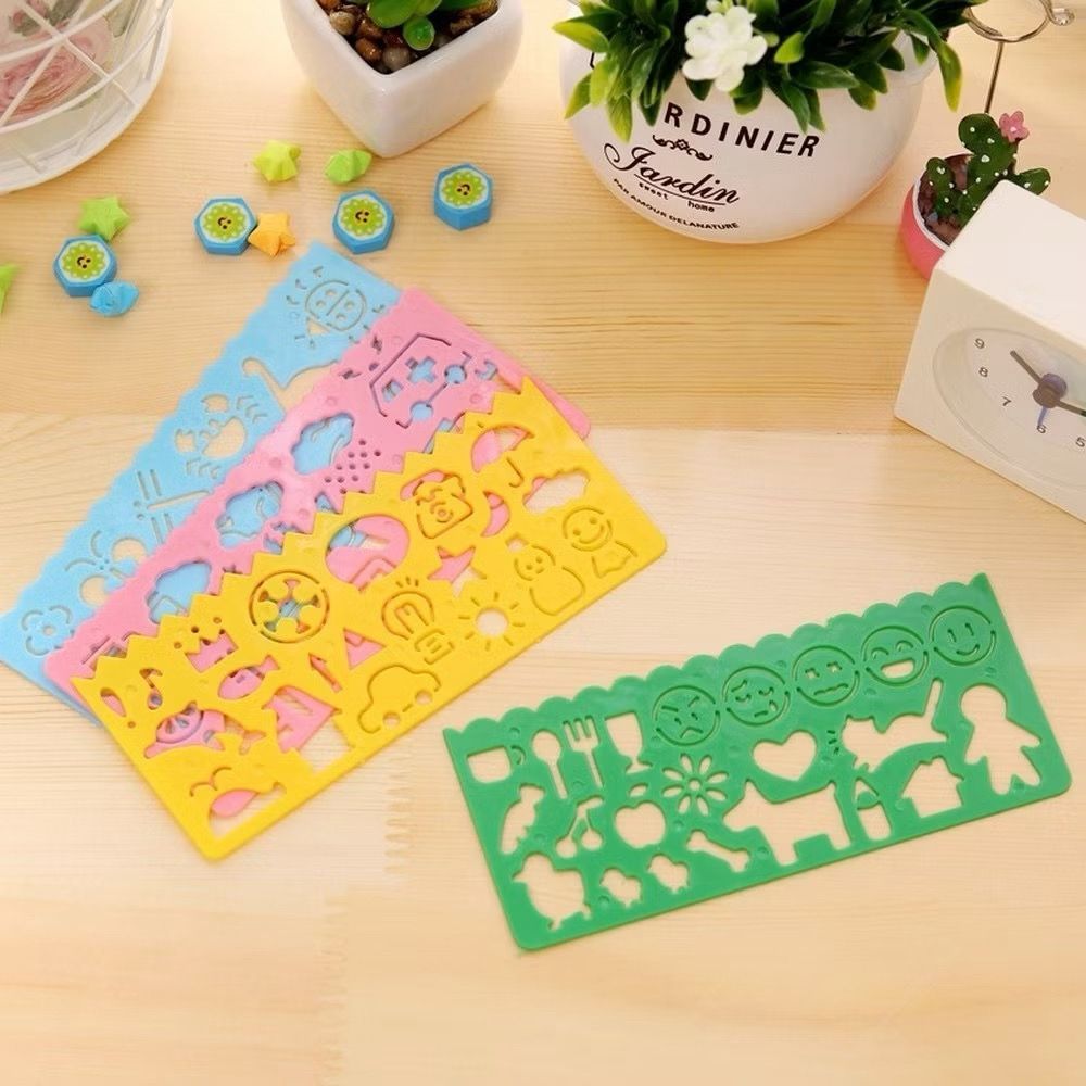 4pçs / Conjunto Réguas Criativas Para Desenho Infantil Material De Papelaria/ kit régua para desenho