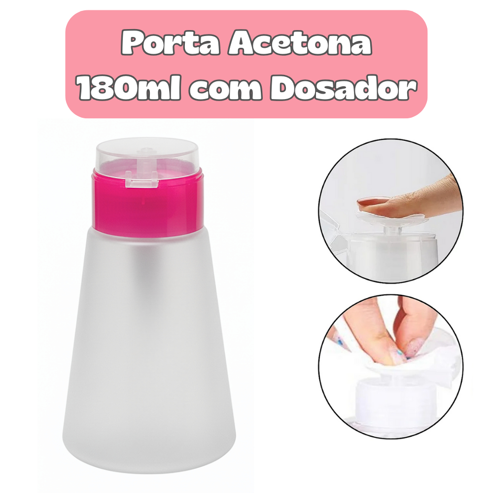 Porta Acetona Dosador 180ml Pump Profissional - Não Vaza Economico