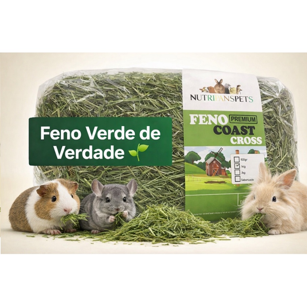 3kg Feno Super Premium Fresco e Cheiroso para Coelhos Porquinho da Índia Chinchila Hamster Roedores