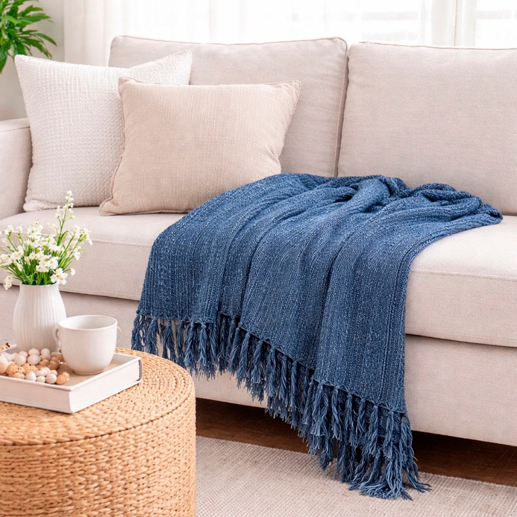 Manta Capa de Sofá Luxo King 2,40x1,45m Decorativa Premium Algodão Macio Protetora Grande Elegante