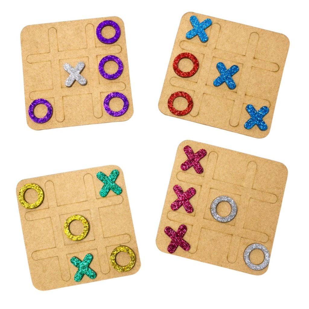 Kit Jogo da Velha brilhante MDF brinquedo Infantil Lembrancinhas Escolas e Presentes