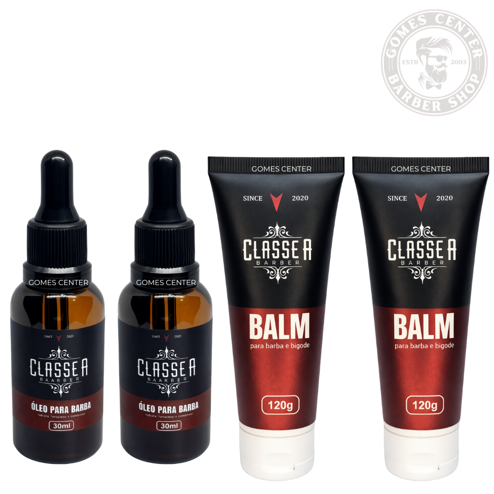 Kit 2 Balm Para Barba 120ml  + 2 Óleo Para Barba 30ml Original Classe A For Men Fox