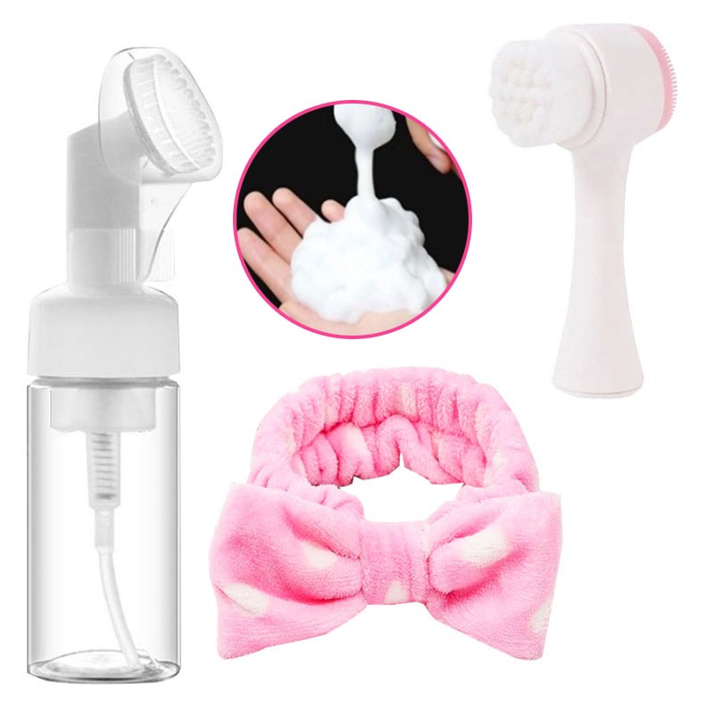 150ml Frasco Pump Limpeza Facial Mousse Brush Massager Silicone Escova Esfoliante Facial-Limpeza de Pele Acessórios
