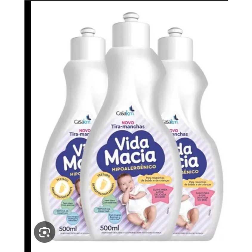 Kit 3 Tira Manchas Vida Macia Hipoalérgico Liquido 500ml