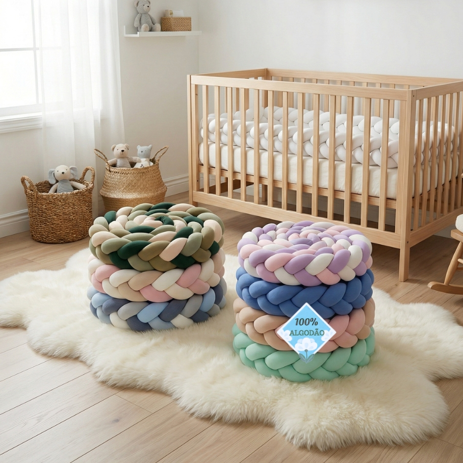 Lançamento Trança Avulsa Lepetit Berço Americano, Mini Berço, Mini Cama Algodão Menina Menino