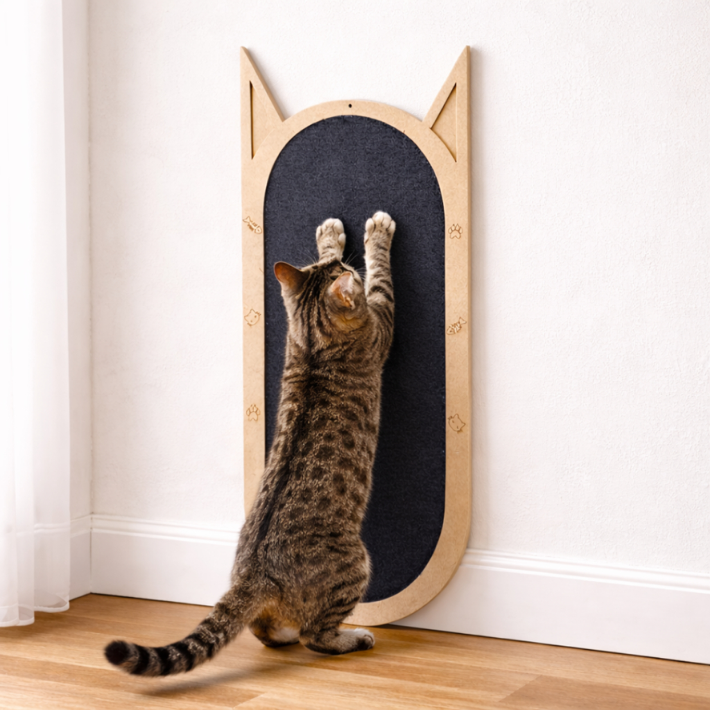 Arranhador Parede Premium Para Gato Afiador Pet Mdf e Carpete
