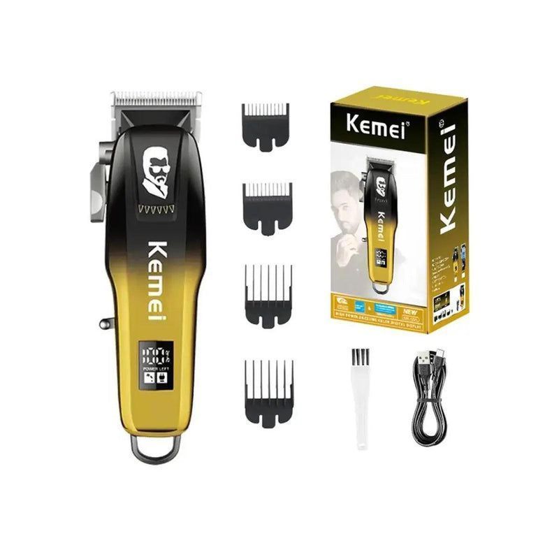 Máquina de cortar cabelo Kemei profissional recarregável com visor LCD Kemei Original KM-709A - Bivolt